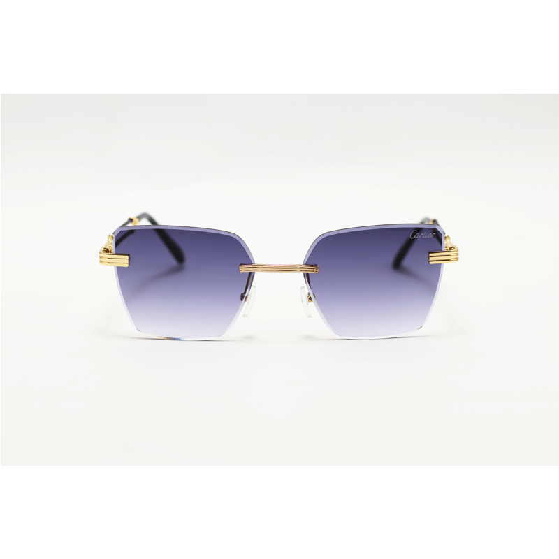 Cartier - 5549 - Golden Black Gradient - Metal - Rimless - Sunglasses