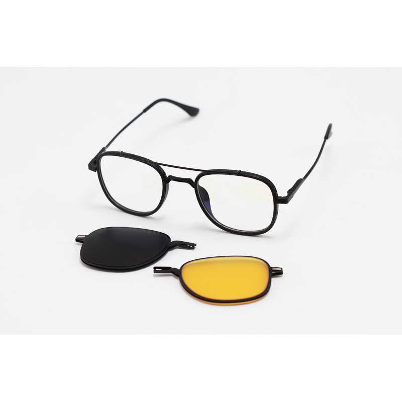 Dior - 7704 - Black - Metal - Blue Cut - Dual - Polarized - Attachment - Eye Wear - Sunglasses