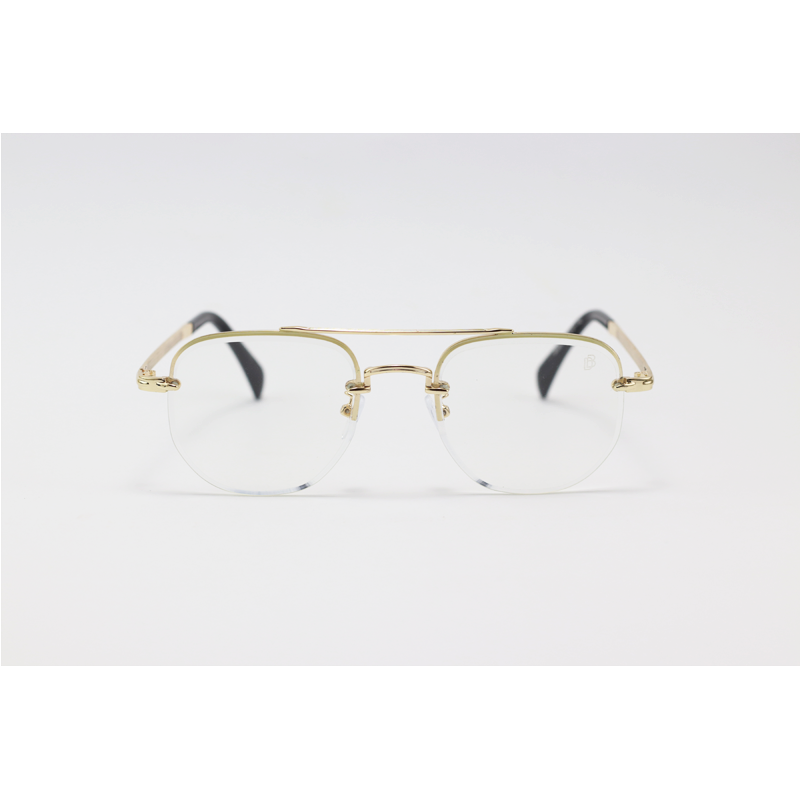 David Beckham - 2846 - Golden - Metal - Blue Cut - Double Bridge - Half Rim - Square - Eyewear