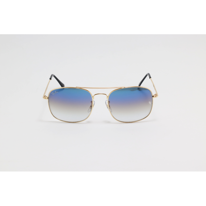 Ray B - 3661 - Golden Blue Gradient - Metal - Double Bridge - Rectangle - Sunglasses