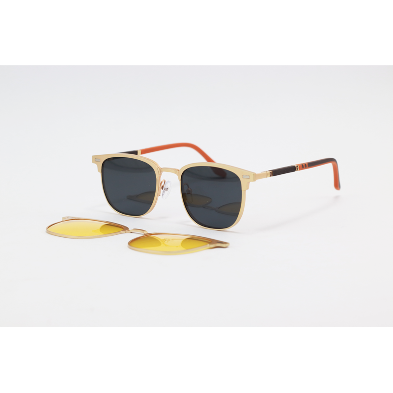 Dior - 7045 - Golden - Acetate - Metal - Rectangle - Dual - Blue Cut - Polarized - Attachment - Eye Wear - Sunglasses