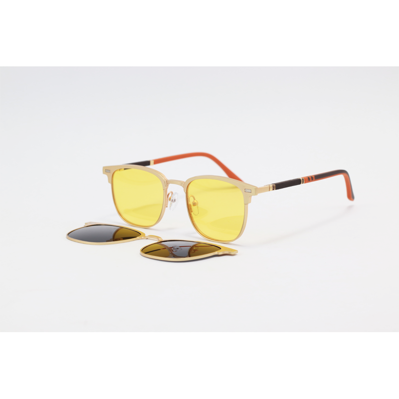 Dior - 7045 - Golden - Acetate - Metal - Rectangle - Dual - Blue Cut - Polarized - Attachment - Eye Wear - Sunglasses