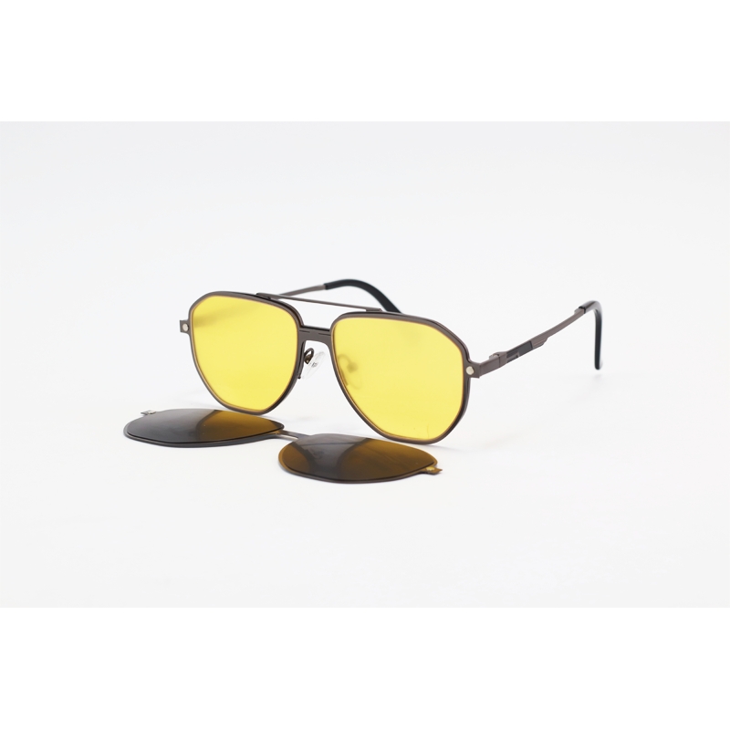 Dior - 7605 - Gun Metallic - Metal - Aviator - Dual - Attachment - Blue Cut - Polarized - Double Bridge - Eyewear - Sunglasses