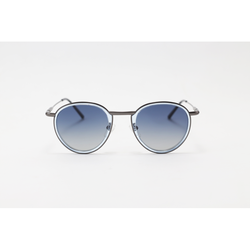 Gucci - 013 - Gun Blue Gradient - Metal - Polarized - Double Rim - Oval - Sunglasses
