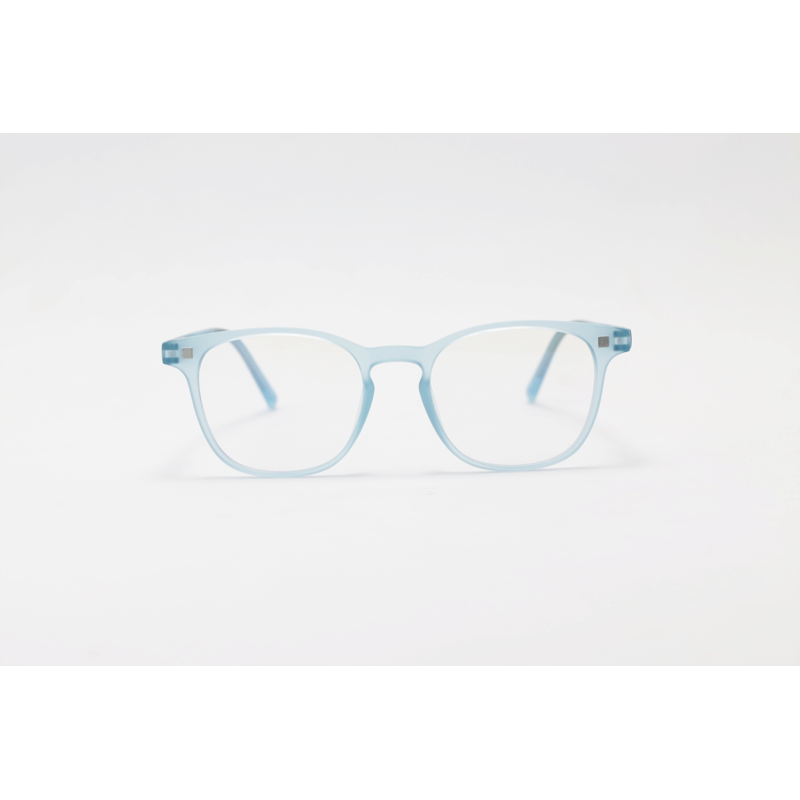 Hustle - CL001 - Light Blue Translucent - Acetate - Square - Blue Cut - Dual - Attachment - Polarized - Eyewear - Sunglasses
