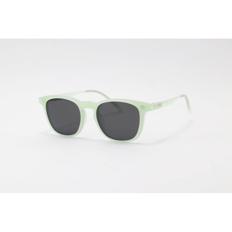Hustle - CL001 - Light Green Translucent - Acetate - Square - Blue Cut - Dual - Attachment - Polarized - Eyewear - Sunglasses