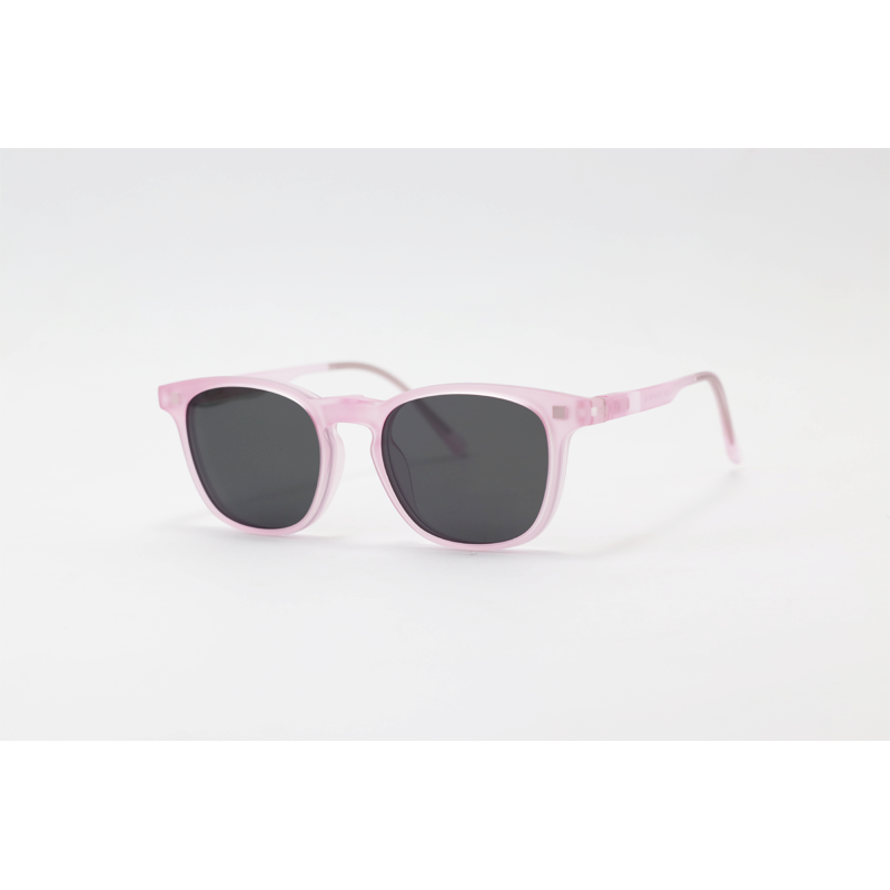 Hustle - CL001 - Light Pink Translucent - Acetate - Square - Blue Cut - Dual - Attachment - Polarized - Eyewear - Sunglasses