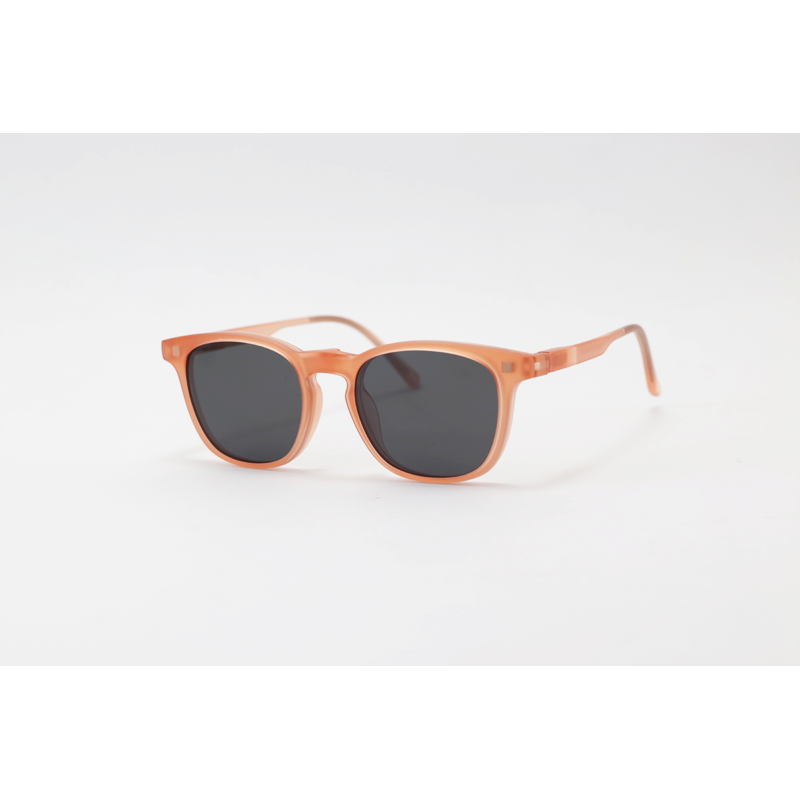Hustle - CL001 - Matte Orange Translucent - Acetate - Square - Blue Cut - Dual - Attachment - Polarized - Eyewear - Sunglasses