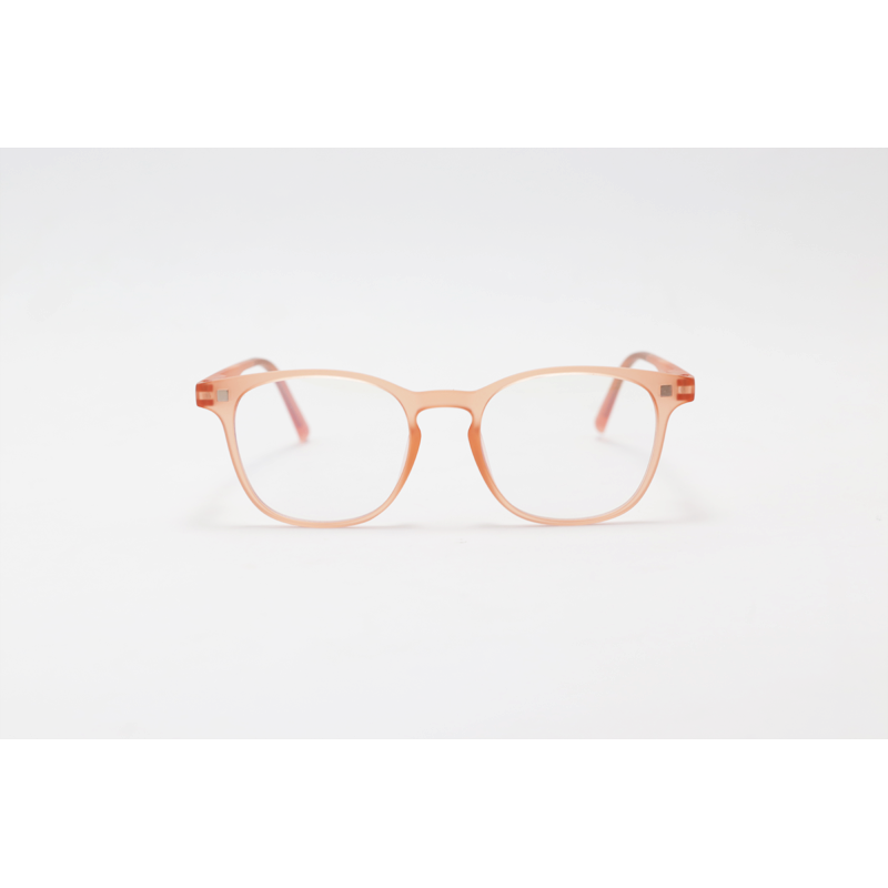 Hustle - CL001 - Matte Orange Translucent - Acetate - Square - Blue Cut - Dual - Attachment - Polarized - Eyewear - Sunglasses