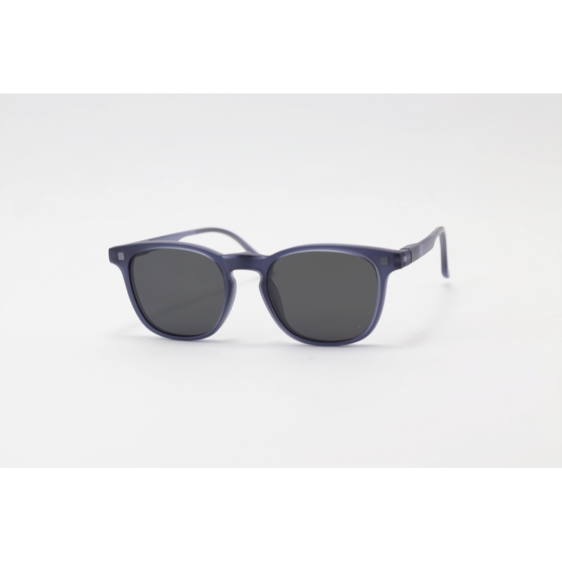 Hustle - CL001 - Matte Purple Translucent - Acetate - Square - Blue Cut - Dual - Attachment - Polarized - Eyewear - Sunglasses