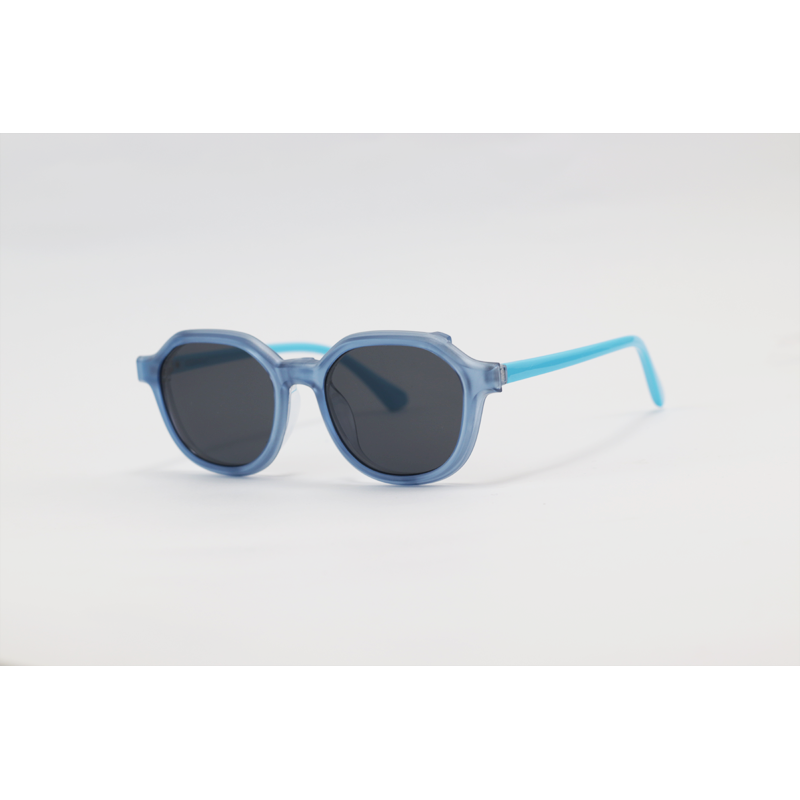 Dior - 7360 - Blue Translucent - Acetate - Oval - Dual - Attachment - Blue Cut - Polarized - Kids - Eyewear - Sunglasses