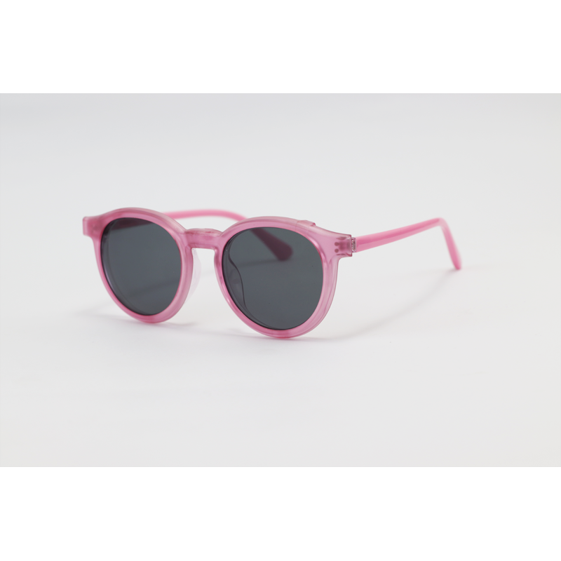 Dior - 7366 - Pink Translucent - Acetate - Round - Dual - Attachment - Blue Cut - Polarized - Kids - Eyewear - Sunglasses