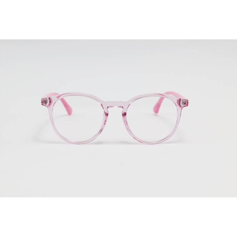 Dior - 7366 - Pink Translucent - Acetate - Round - Dual - Attachment - Blue Cut - Polarized - Kids - Eyewear - Sunglasses