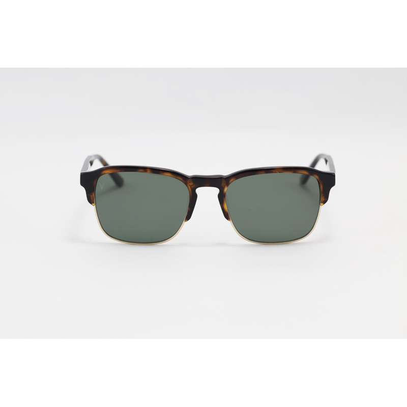 Vendetta - V007 - Tortoise Golden Green - Acetate - Metal - Clubmaster - Polarized - Sunglasses