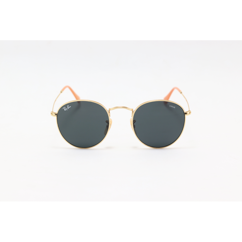 Ray B - RB3447 - Golden Black - Metal - Round - Sunglasses