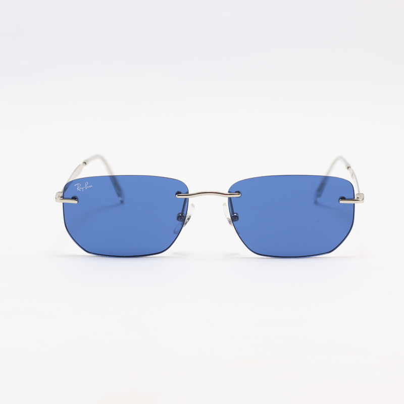 Ray B - RB3768 - Silver Blue - Metal - Rimless - Rectangle - Sunglasses