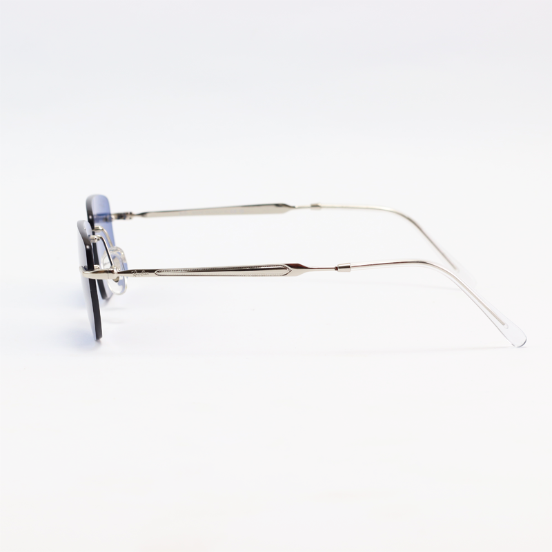 Ray B - RB3768 - Silver Blue - Metal - Rimless - Rectangle - Sunglasses