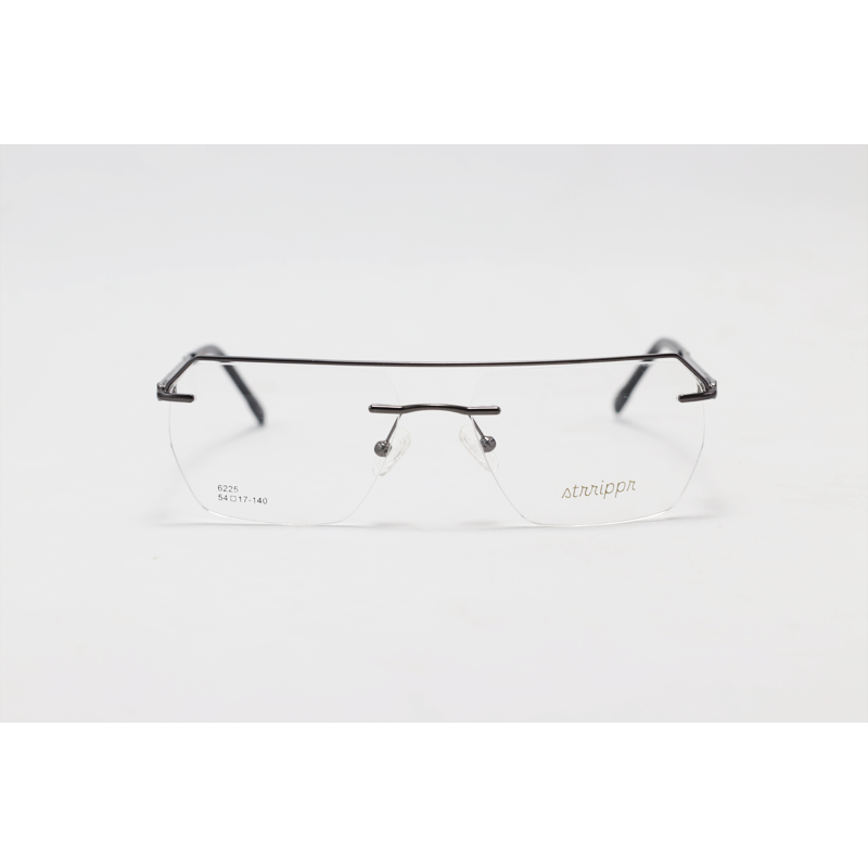 Strrippr - 6225 - Gun Metallic- Metal - Rimless - Rectangle - Eyewear