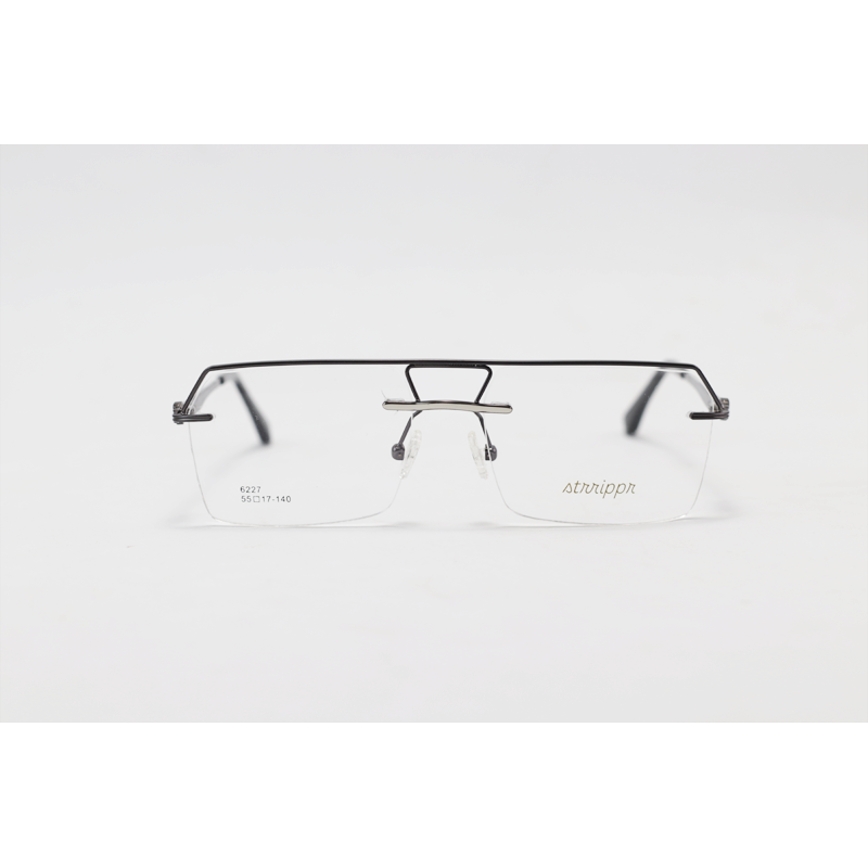 Strrippr - 6227 - Gun Metallic - Metal - Rimless - Rectangle - Eyewear