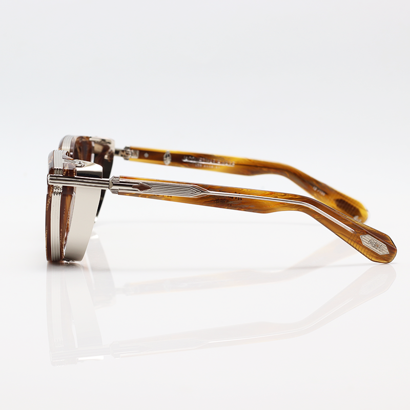 Jacques Marie Mage - BORODINO - Silver Brown Marble - Acetate - Metal - Rectangle - Sunglasses
