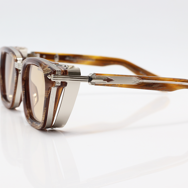 Jacques Marie Mage - BORODINO - Silver Brown Marble - Acetate - Metal - Rectangle - Sunglasses