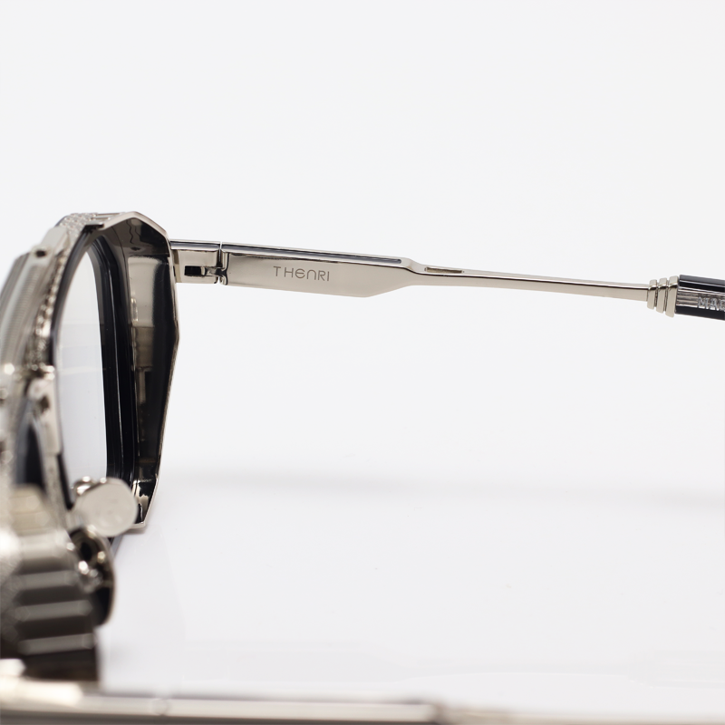 T HENRI - GT7 - Silver Black - Metal - Rectangle - Double Bridge - Eyewear