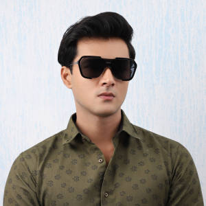Feng - Black - Metal - Single Lens - Sunglasses