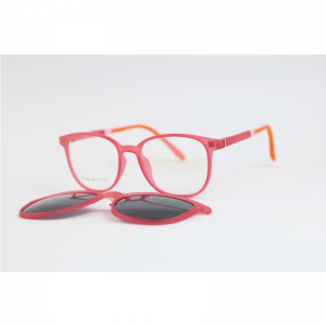 Dior - 11944 - Pink Translucent Orange - Acetate - Square - Dual - Attachment - Polarized - Kids - Eyewear - Sunglasses