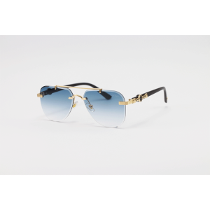 Cartier - 3161 - Golden Blue Gradient - Acetate - Metal - Rimless - Double Bridge - Aviator - Sunglasses