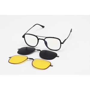 Dior - 7704 - Black - Metal - Blue Cut - Dual - Polarized - Attachment - Eye Wear - Sunglasses