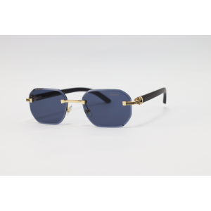 Cartier - 3050 - Wooden Golden Black - Metal - Octagonal - Rimless - Sunglasses