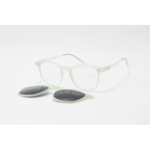Hustle - CL001 - Light Green Translucent - Acetate - Square - Blue Cut - Dual - Attachment - Polarized - Eyewear - Sunglasses