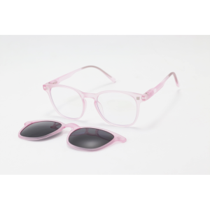 Hustle - CL001 - Light Pink Translucent - Acetate - Square - Blue Cut - Dual - Attachment - Polarized - Eyewear - Sunglasses