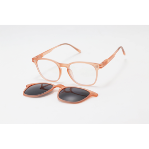 Hustle - CL001 - Matte Orange Translucent - Acetate - Square - Blue Cut - Dual - Attachment - Polarized - Eyewear - Sunglasses