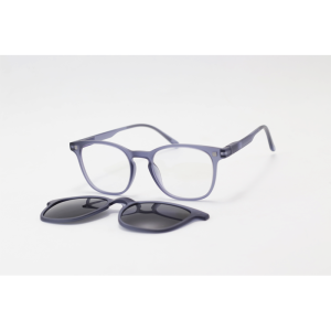Hustle - CL001 - Matte Purple Translucent - Acetate - Square - Blue Cut - Dual - Attachment - Polarized - Eyewear - Sunglasses