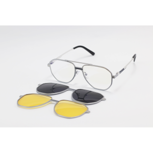 Dior - 7037 - Silver - Metal - Blue Cut - Dual - Polarized - Attachment - Eye Wear - Sunglasses