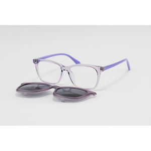 Dior - 7362 - Purple Translucent - Acetate - Rectangle - Dual - Attachment - Blue Cut - Polarized - Kids - Eyewear - Sunglasses