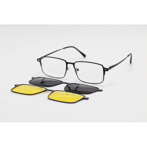 Dior - 8014 - Black - Metal - Rectangle - Dual - Attachment - Blue Cut - Polarized - Eye Wear - Sunglasses
