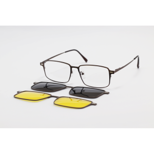 Dior - 8014 - Bronze - Metal - Rectangle - Dual - Attachment - Blue Cut - Polarized - Eye Wear - Sunglasses