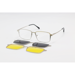 Dior - 8014 - Silver - Metal - Rectangle - Dual - Attachment - Blue Cut - Polarized - Eye Wear - Sunglasses
