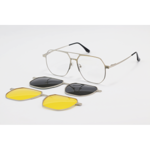 Dior - 8015 - Silver - Metal - Blue Cut - Dual - Polarized - Attachment - Eye Wear - Sunglasses