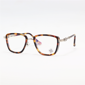 Chrome Hearts - 9159 - Silver Tortoise - Acetate - Metal - Blue Cut - Rectangle - Double Rim - Eyewear