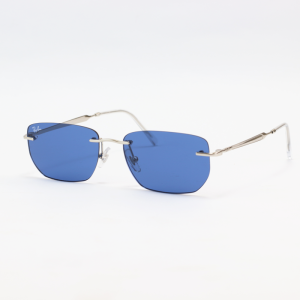 Ray B - RB3768 - Silver Blue - Metal - Rimless - Rectangle - Sunglasses