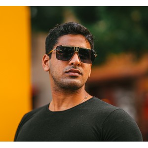 Carrera - 10076 - Golden Black - Rimless - Metal - Sunglasses